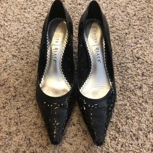 White Black Patent Pumps